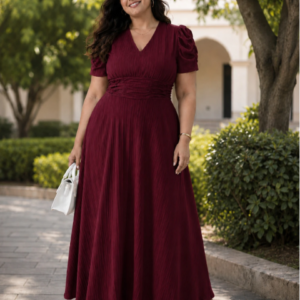 Velmora Crimson A-Line Dress